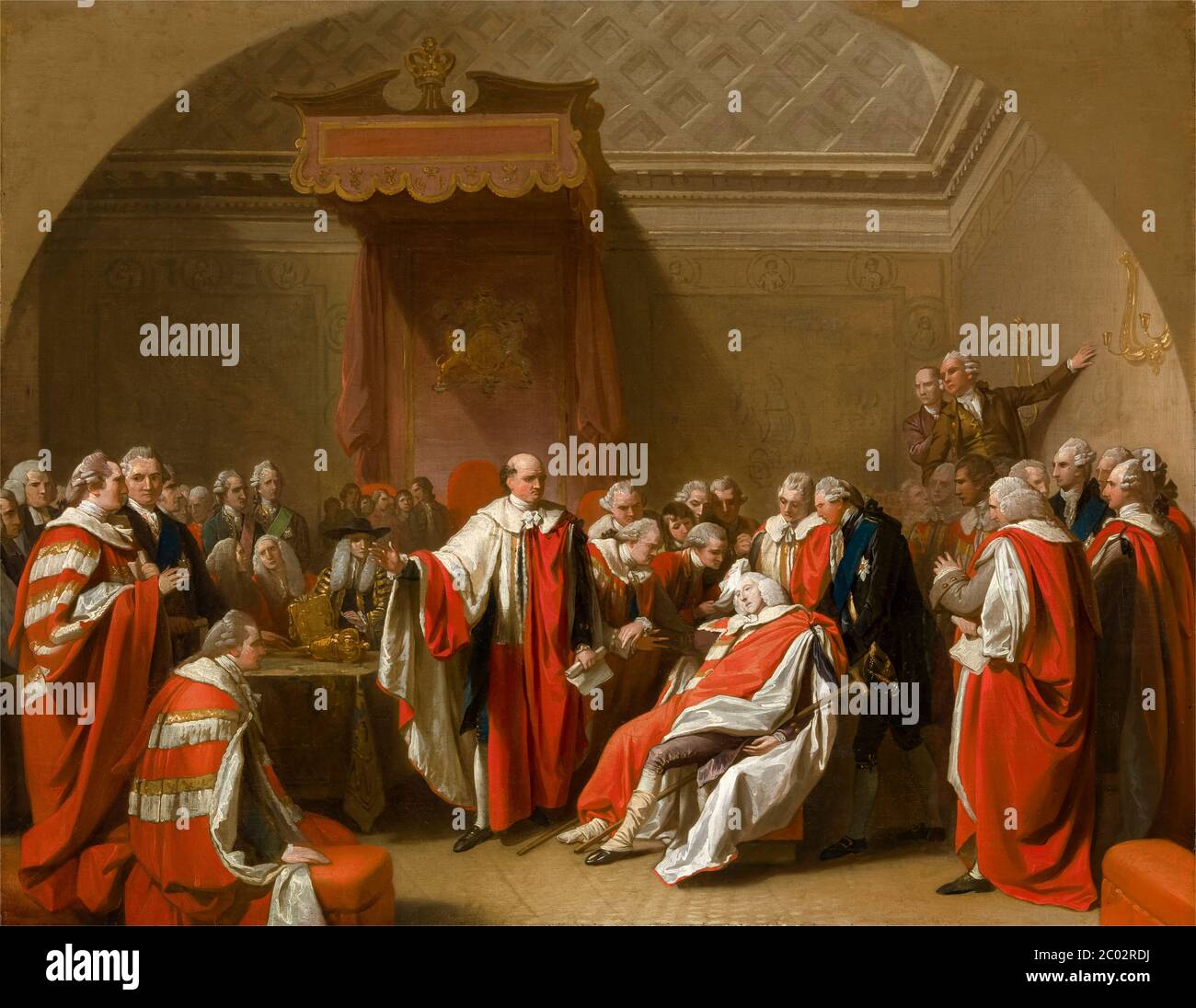 The Death of Chatham (William Pitt the Ältester, 1. Earl of Chatham, 1708–1778), Premierminister von Großbritannien, 1766–1768, Gemälde von Benjamin West, 1778 Stockfoto