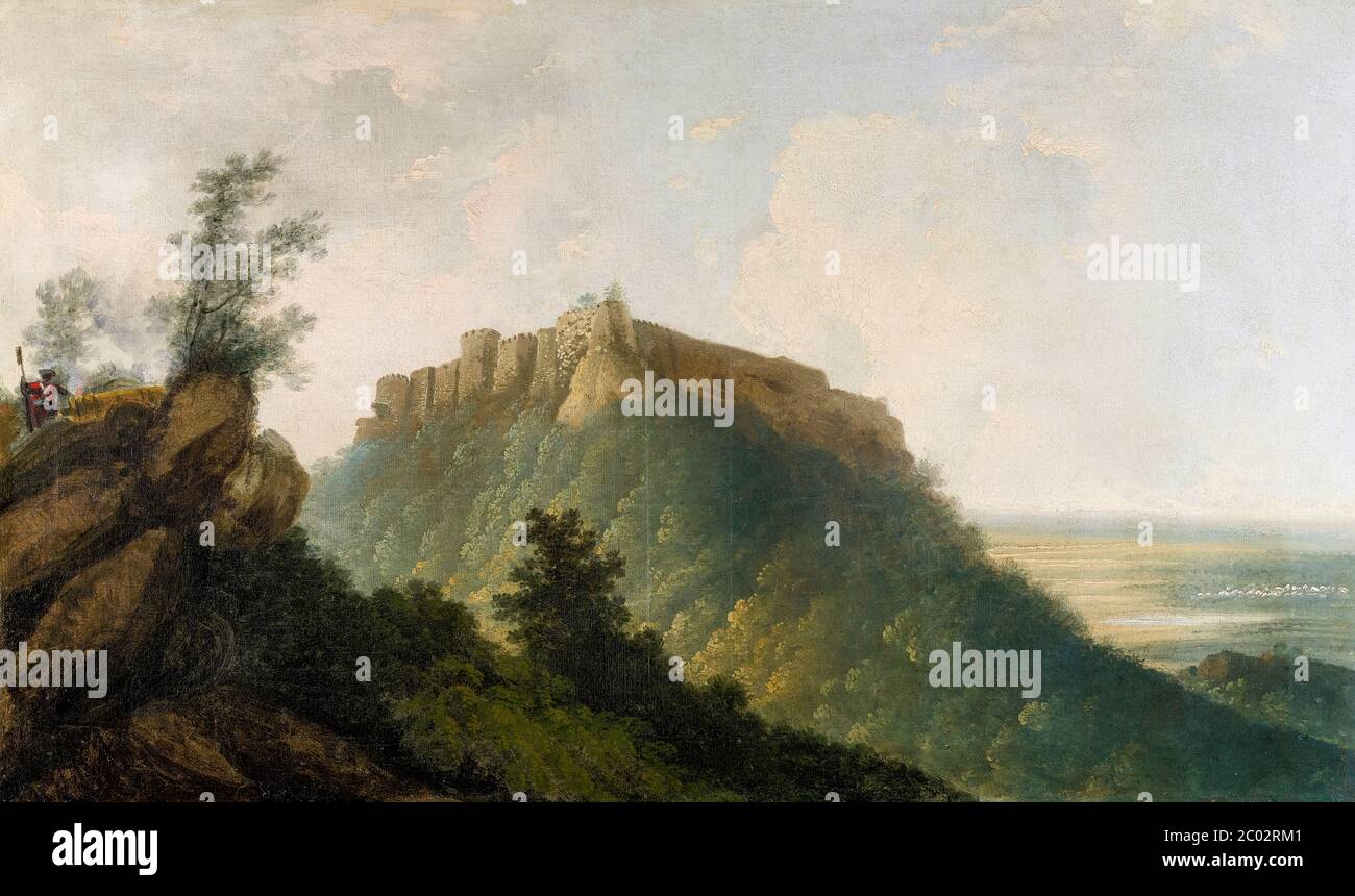 Das Fort von Bidjegur, Landschaftsgemälde von William Hodges, um 1784 Stockfoto