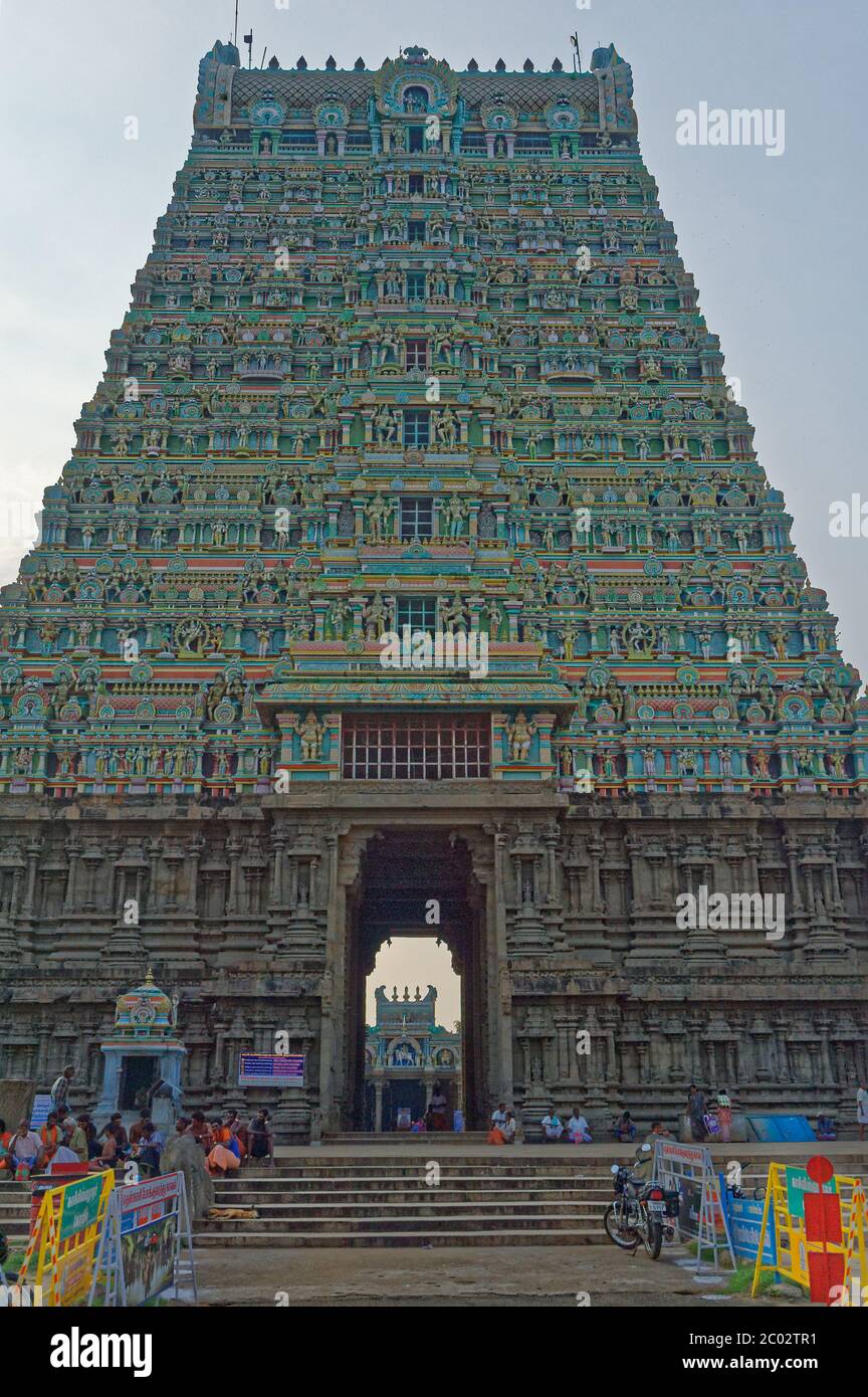 Gopuram (Tempelturm) Kasi Viswanathar Tempel Stockfoto