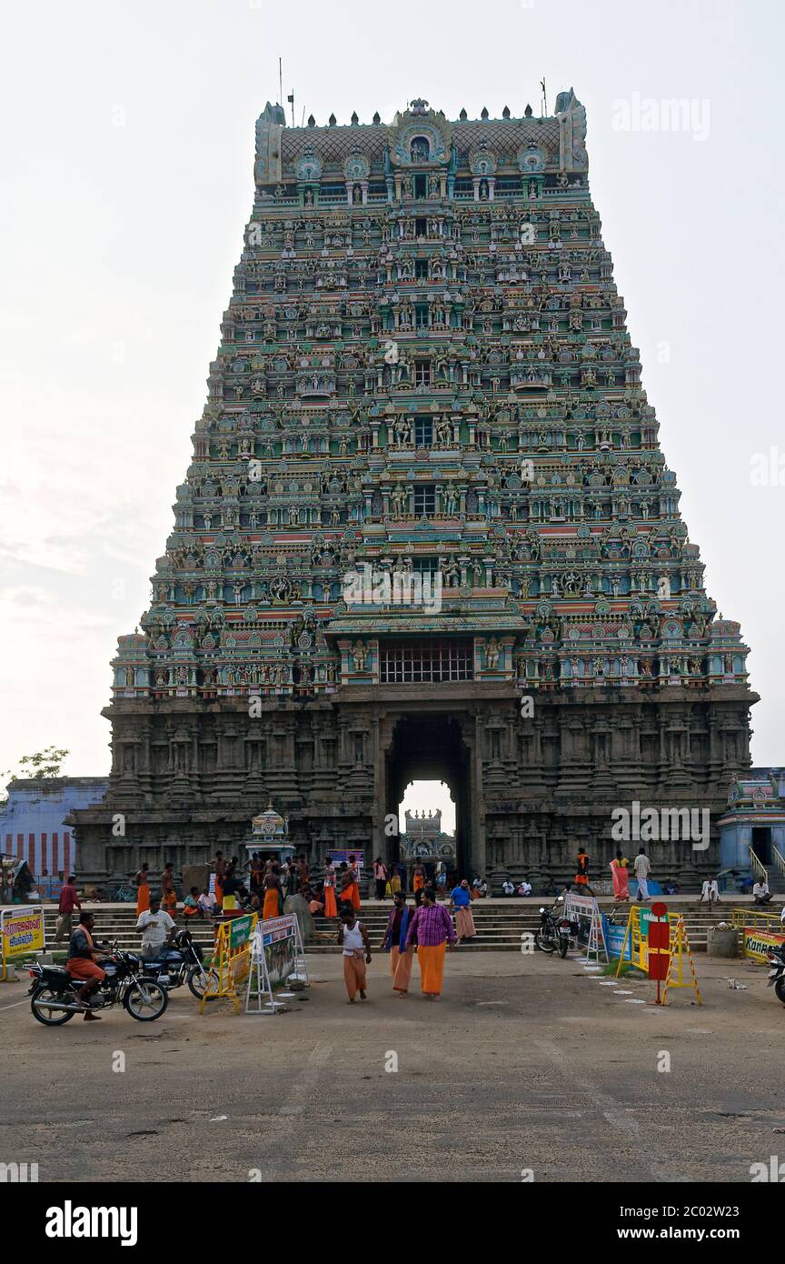 Gopuram (Tempelturm) Kasi Viswanathar Tempel Stockfoto