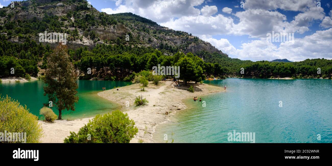 La Isla el Chorro, Malaga Seen, Naturpark Ardales, Malaga, Andalusien, Costa del Sol, Spanien, Europa Stockfoto