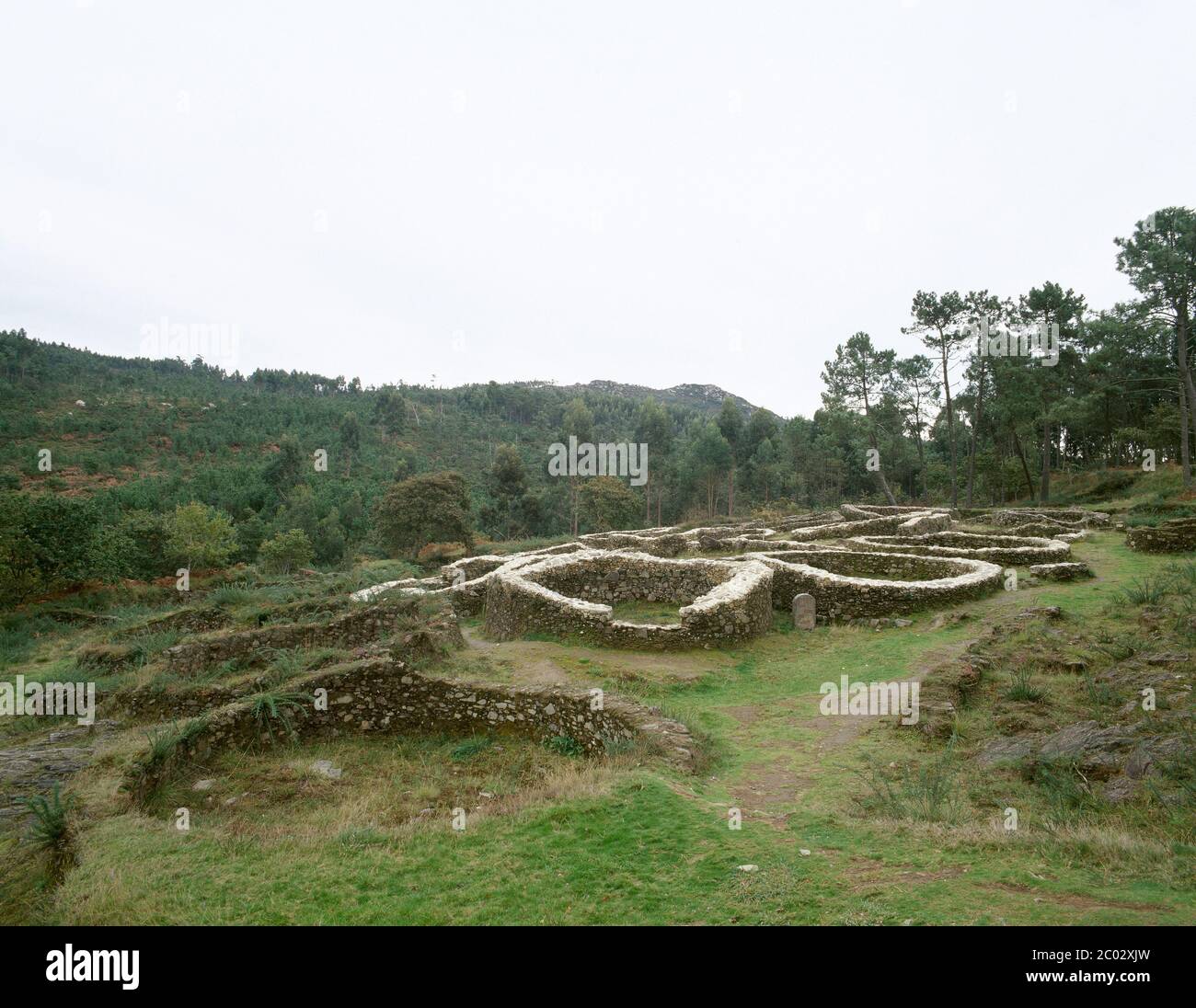 Spanien. Galicien. Provinz La Coruña. Cabana de Bergantiños. Castro von Borneiro. Castro-Kultur. Späte Eisenzeit. Abrechnung. Stockfoto