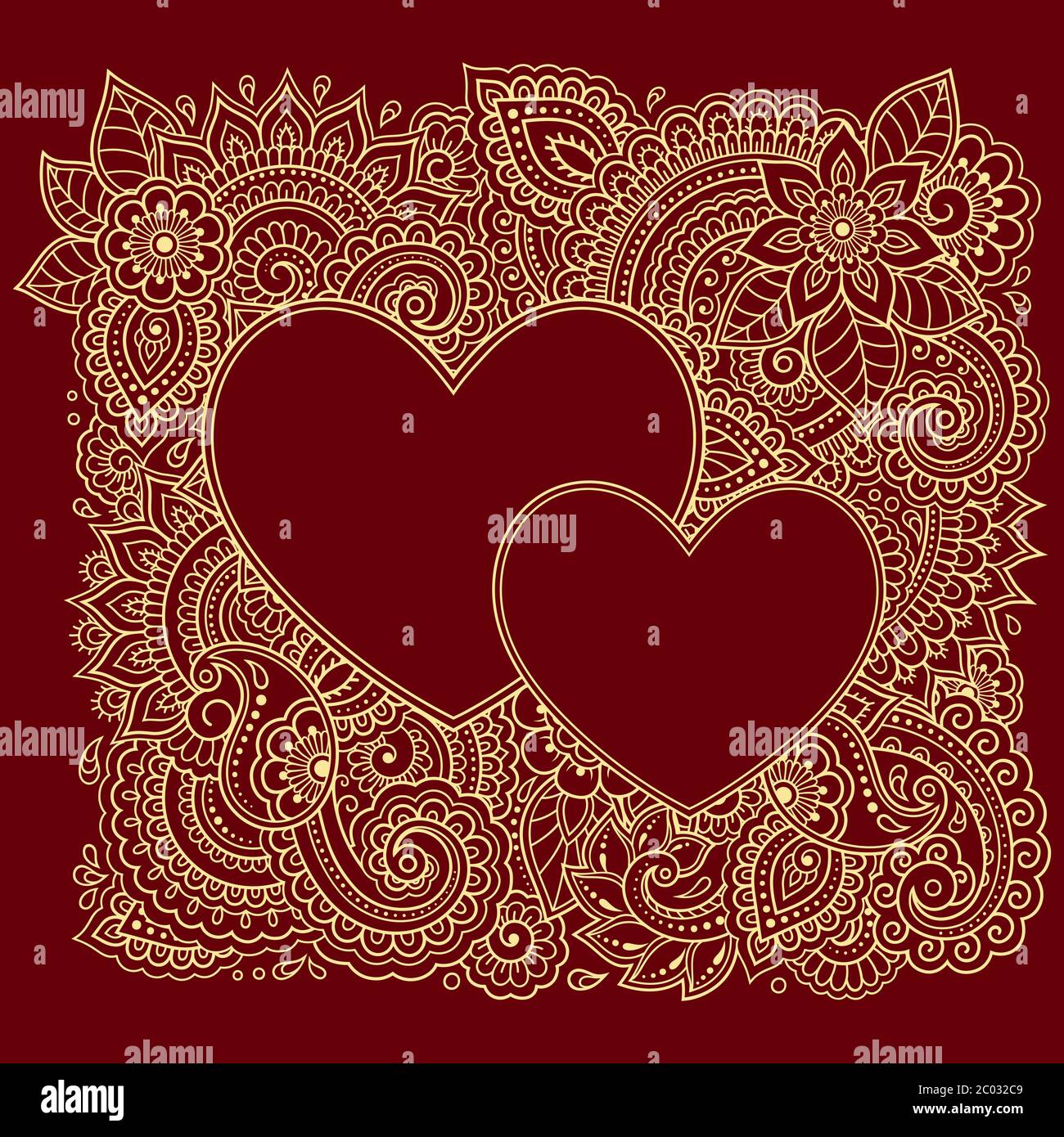 Stilisiert für mehndi Blume gefärbtes Muster in Form von Herz. Dekoration im ethnischen orientalischen, indischen Stil. Valentinstag Grüße. Stock Vektor Stilisiert für mehndi Blume gefärbtes Muster in Form von Herz. Dekoration im ethnischen orientalischen, indischen Stil. Valentinstag Grüße. Stock Vektor