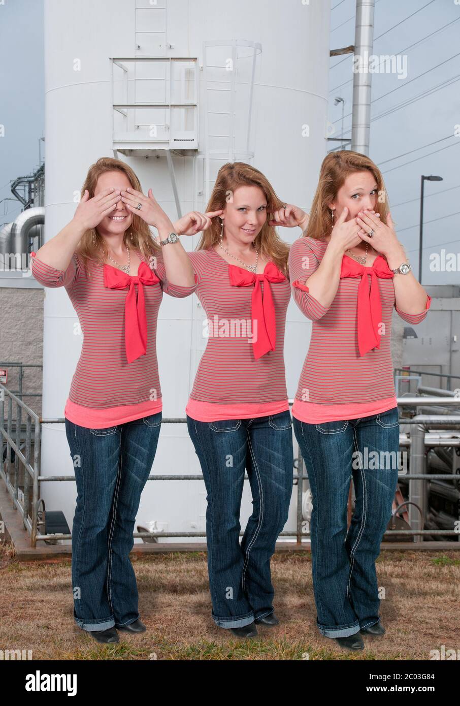 Sehen Sie, nichts Böses hören, nichts Böses, nichts Böses nichts Böses sprechen Stockfoto