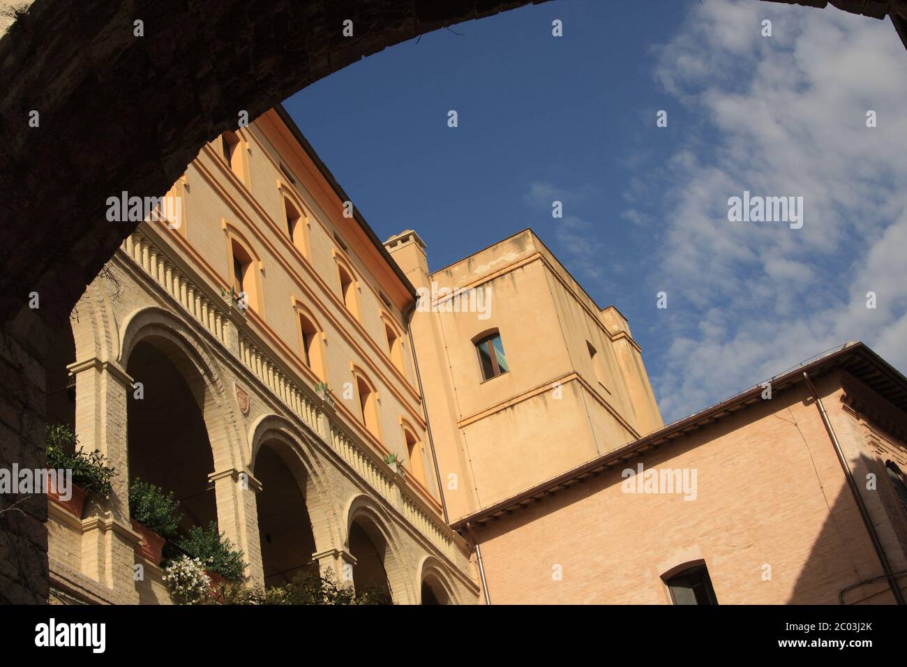 Via Frate Elia, Altstadt von Assisi, Umbrien, Italien Stockfoto