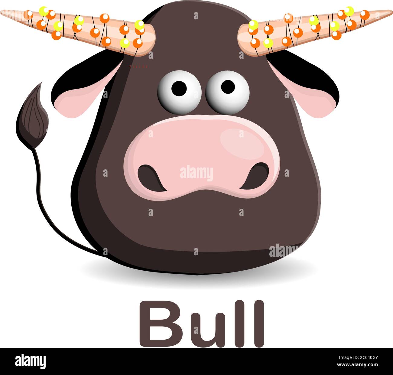 Jahr des Bullen. 2021. Grußkarte zum neuen Jahr, Poster. Frohes Neues Jahr. Lustige Stier Charakter auf einem weißen Hintergrund Stock Vektor
