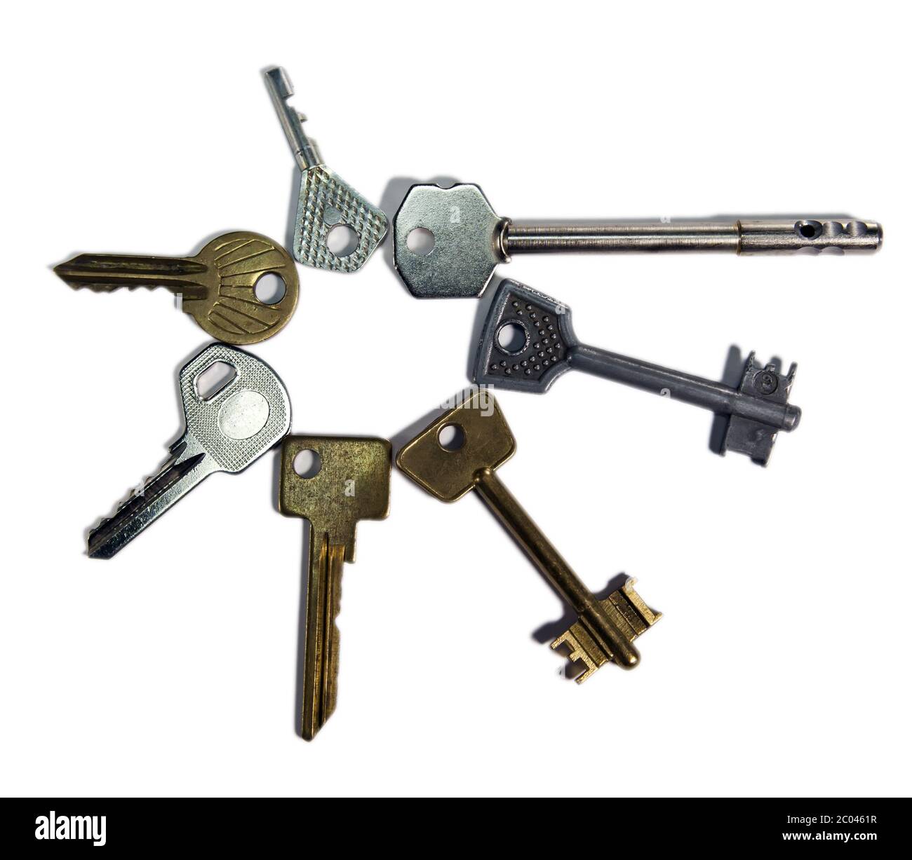 Tasten in verschiedenen Formen, auf weißem Hintergrund Stockfoto