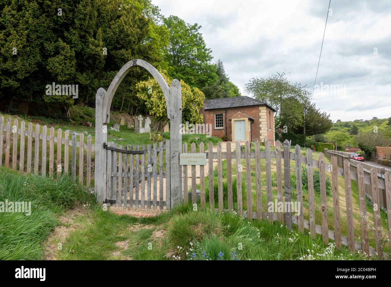 Felday Kapelle im kleinen Dorf Abinger Hammer, Surrey, England, UK. Stockfoto