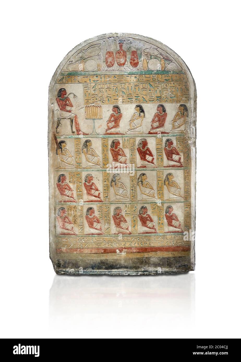 Alte ägyptische Familienstele des Hauptschreibers Horhernakht, Sohn von Khety, Mittleres Königreich, 2. Hälfte der 12. Dynastie (1850-1759 BC). Ägyptisches Museum, Tu Stockfoto