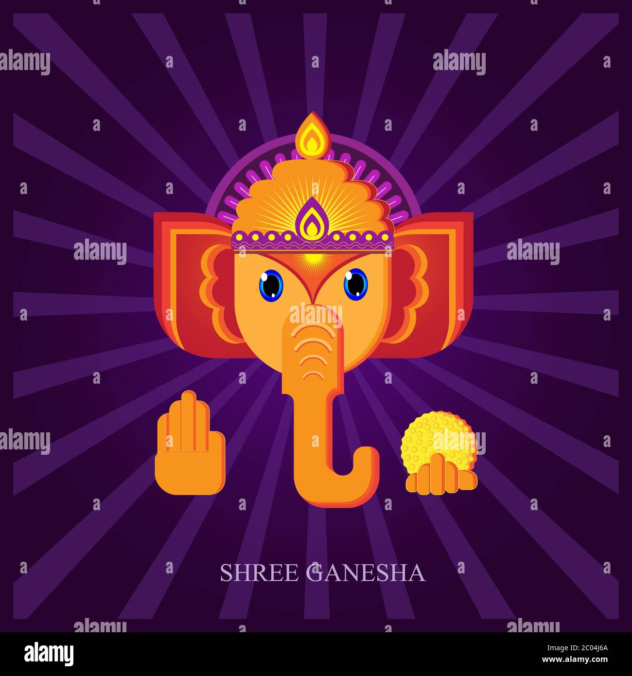 Shree Ganesha Bilddarstellung. Ehrfürchtig ganesha Vektor Bild der hindu gott Ganpati Stock Vektor