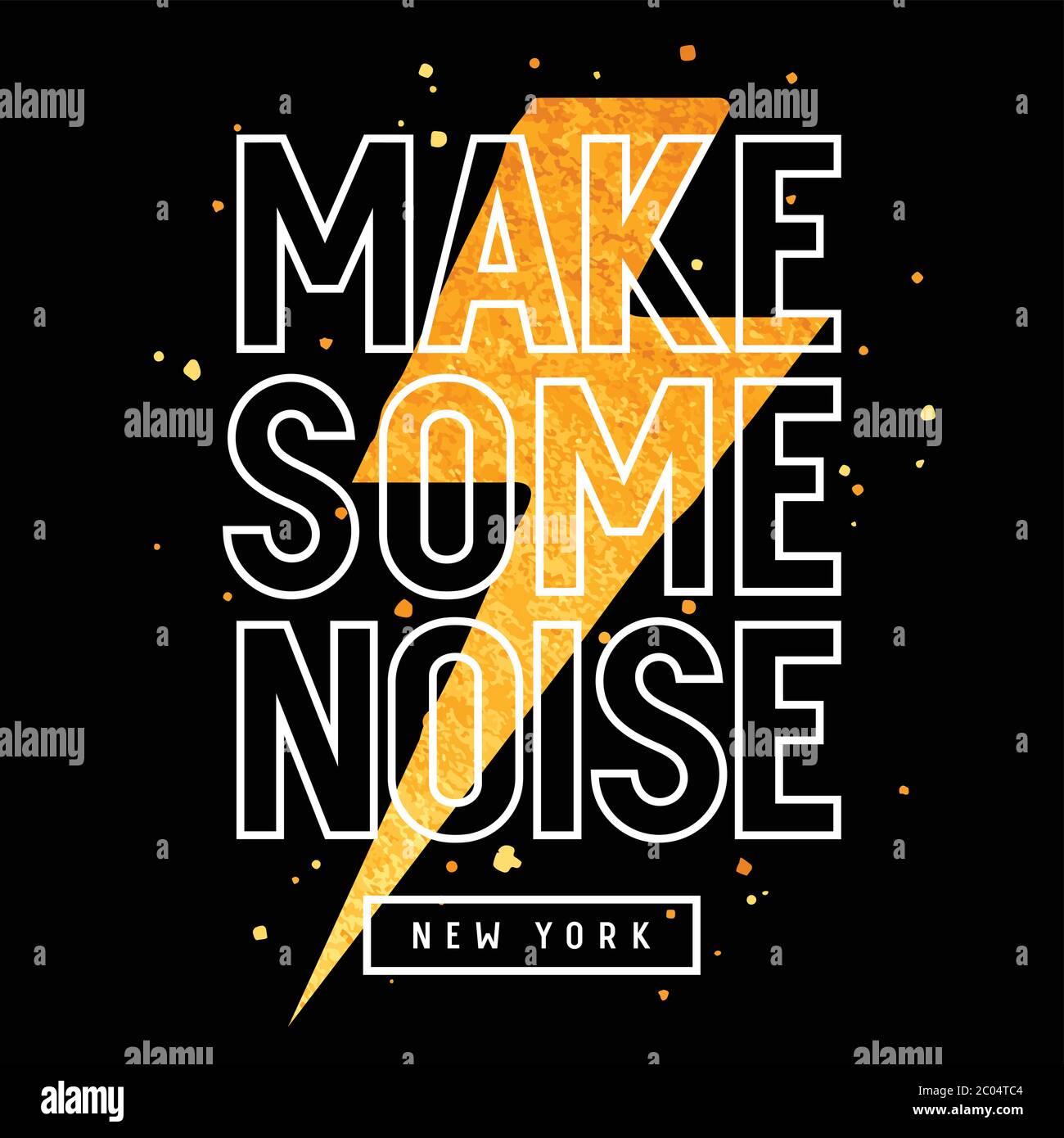 Vektor-Illustration mit goldener Glitzerblitzung und trendigem Slogan auf Musik-Thema für T-Shirt-Grafiken Stock Vektor