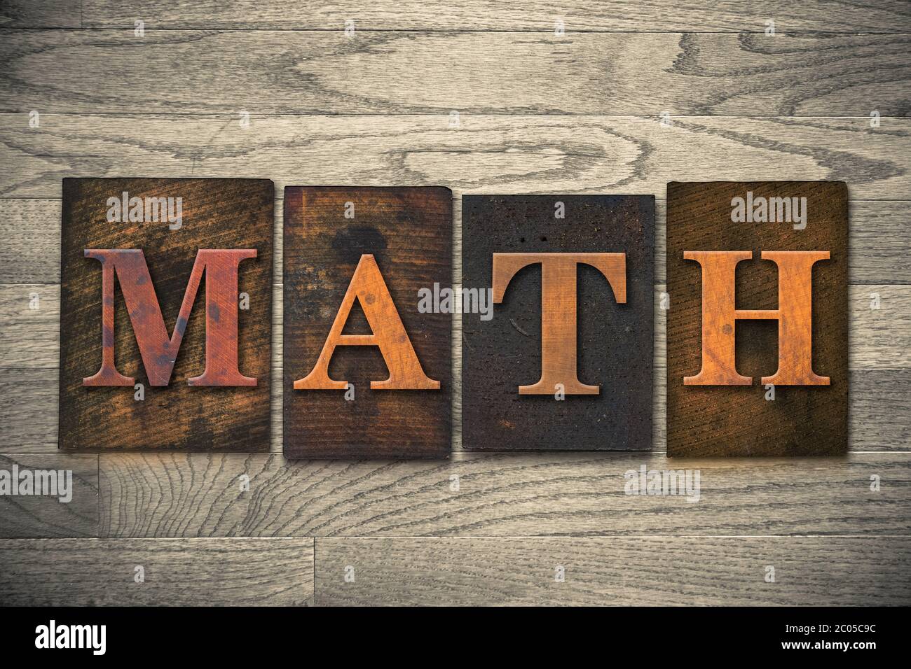 Math Holzbrietpresse Thema Stockfoto