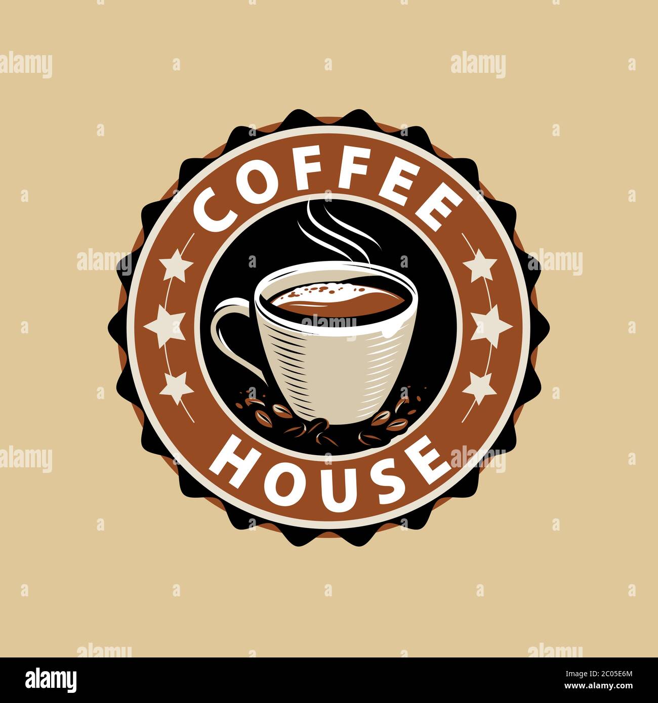 Kaffee-Logo oder -Etikett. Menügestaltung für Café und Restaurant Stock Vektor