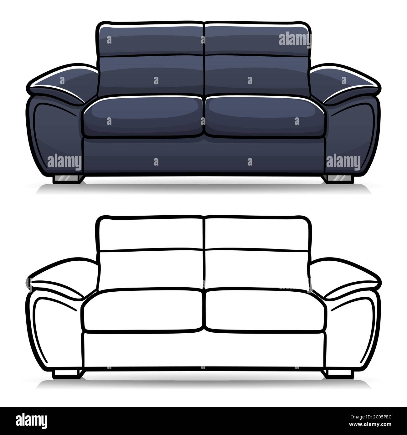 Vektor-Illustration von Sofa Couch Cartoon isoliert Stock Vektor