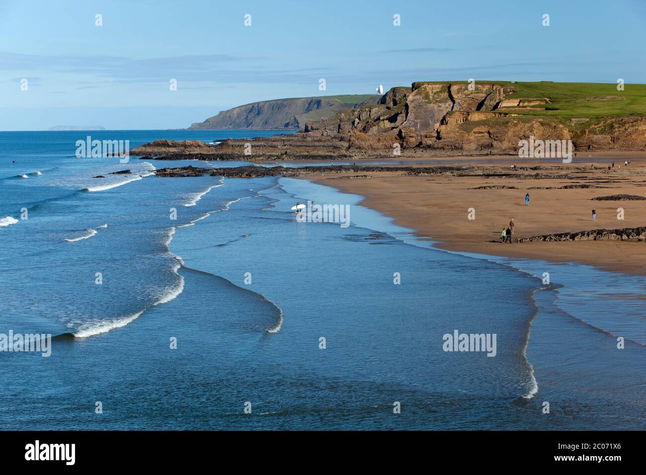 Blick über Summerleaze Beach, Bude, Cornwall, England, Großbritannien Stockfoto