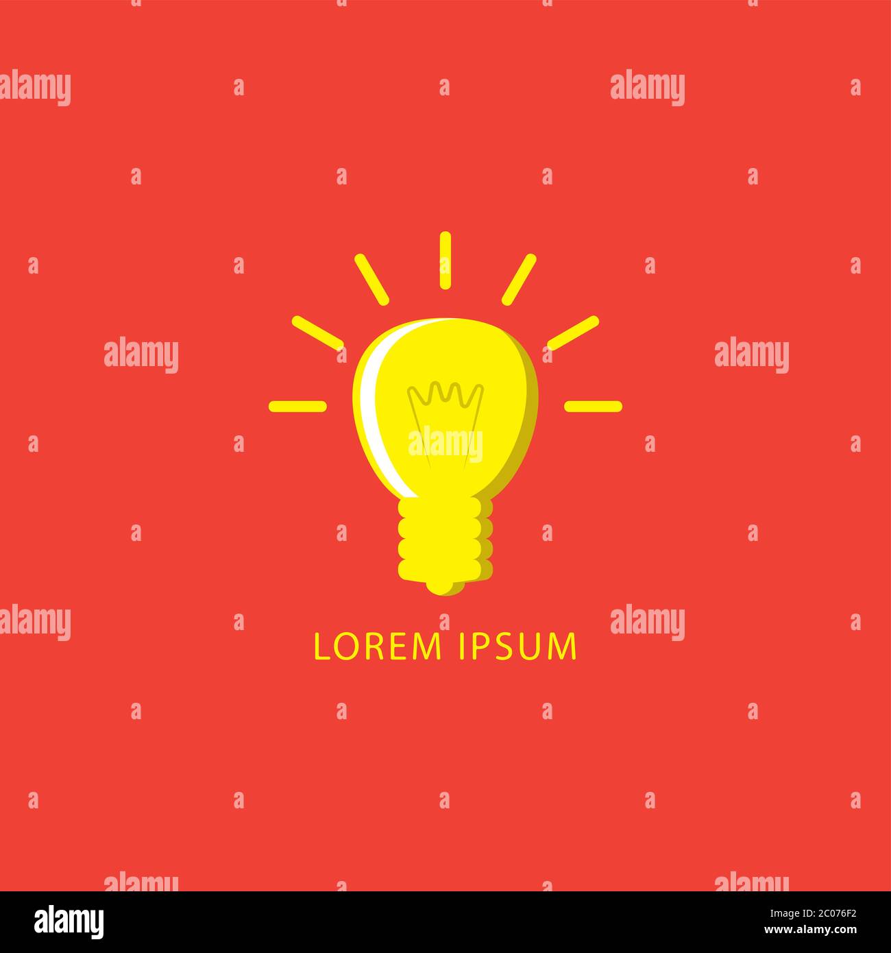 Cartoon glühende gelbe Glühbirne Vektor-Illustration isoliert auf rot orange Farbe Hintergrund. Idee, Ceative, Denken, Inspiration Logo Vorlage Stock Vektor
