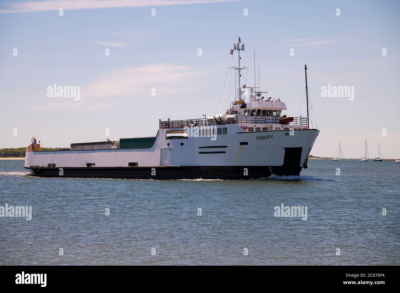 Die Sankaty - die Übergröße und gefährliche Fracht Fähre von Hyannis nach Nantucket in Hyannis Hafen auf Cape Cod Stockfoto