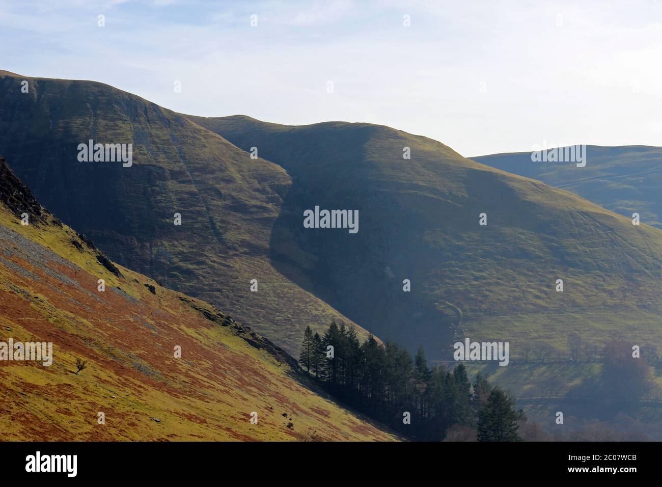 Blick auf Berwyn Range Foel y gordd von Blaen Pennant in der Nähe von Llanymawddwy Stockfoto