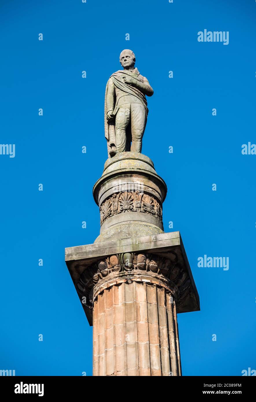 Sir Walter Scott Munument, George Square, Glasgow, Schottland Stockfoto