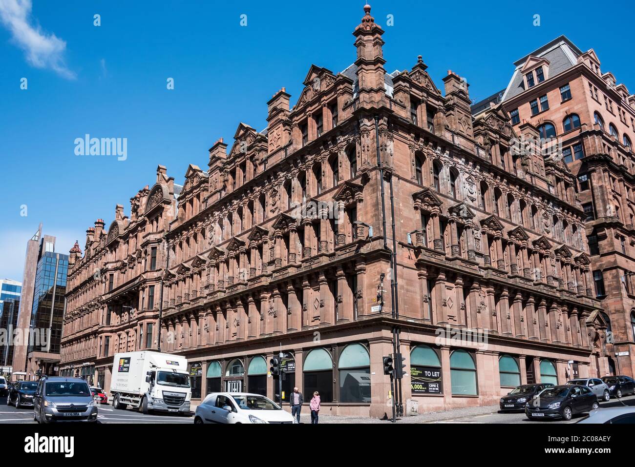 Architektur in Bothwell Street und Wellington Street Glasgow, Schottland. Stockfoto