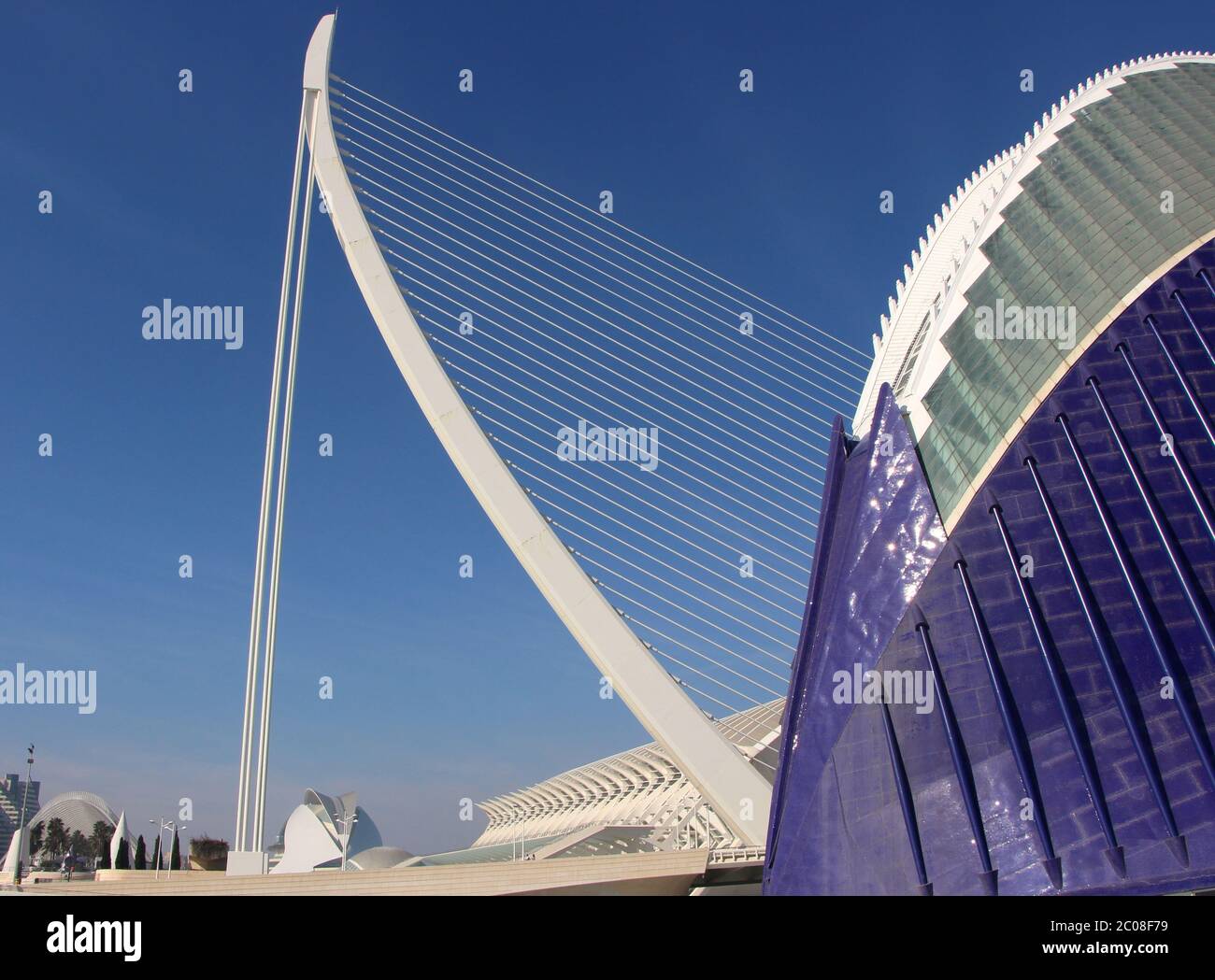 Das Agora-Gebäude mit dem MUSEO de LAS CIENCIAS PRÍNCIPE FELIPE hinter der Stadt der Künste und Wissenschaften an einem sonnigen Tag moderne Architektur Stockfoto Das Agora-Gebäude mit dem MUSEO de LAS CIENCIAS PRÍNCIPE FELIPE hinter der Stadt der Künste und Wissenschaften an einem sonnigen Tag moderne Architektur Stockfoto