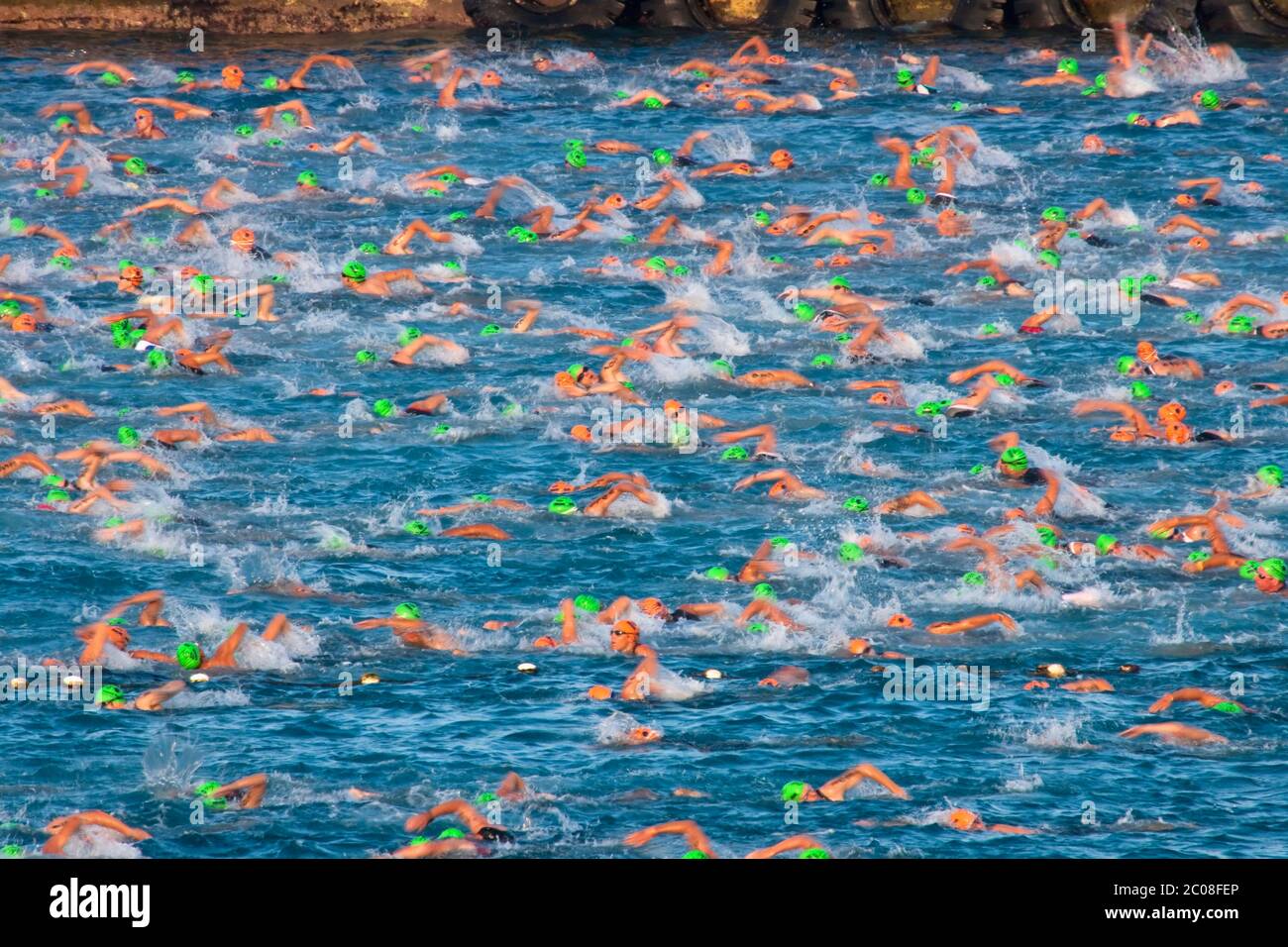 Schwimmen Start der Weltmeisterschaft Ironman Triathlon, Kailua Kona, Hawaii Stockfoto