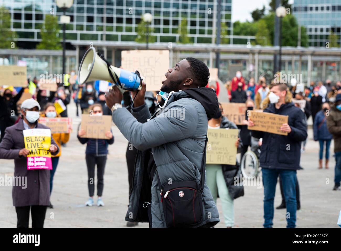 Protest von Black Lives Matter in Milton Keynes, Großbritannien Stockfoto