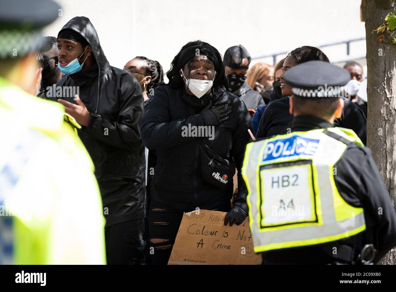 Protest von Black Lives Matter in Milton Keynes, Großbritannien Stockfoto