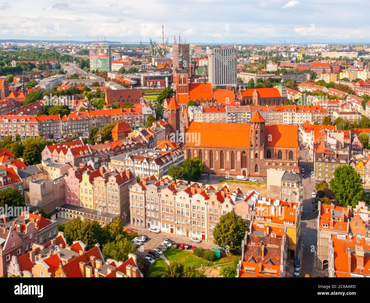 Wohnhäuser in der Altstadt von Danzig. Luftaufnahme vom Domturm, Polen Stockfoto Wohnhäuser in der Altstadt von Danzig. Luftaufnahme vom Domturm, Polen Stockfoto