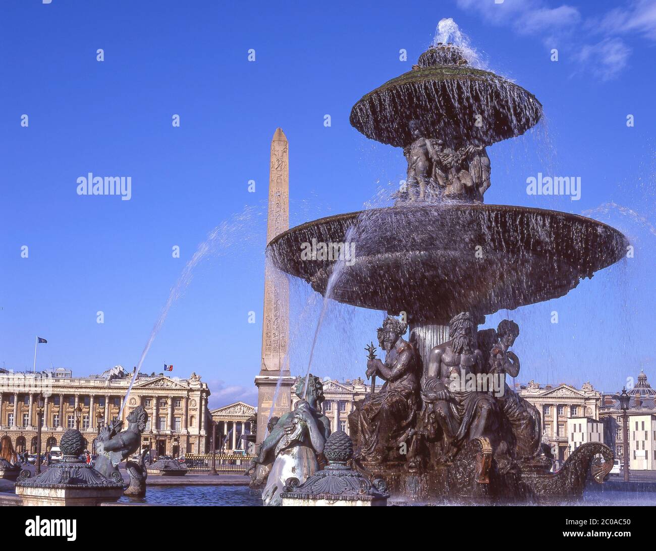 Der Brunnen des Handels und der Schifffahrt, Place de la Concorde, Quartier La Madeleine, Paris, Île-de-France, Frankreich Stockfoto
