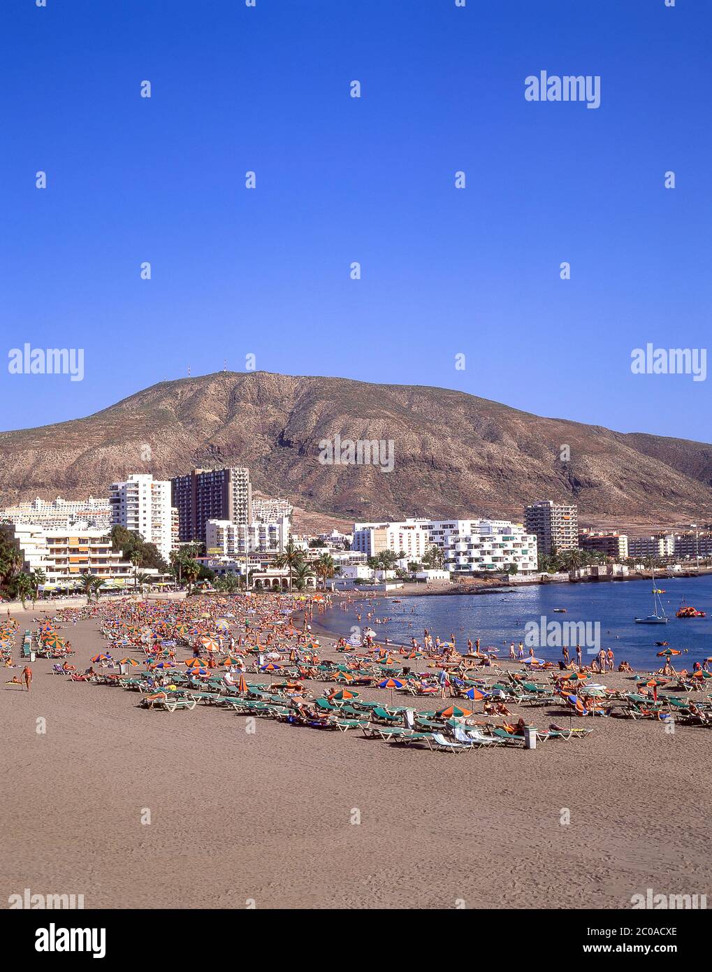 Playa Las Vistas, Los Cristianos, Teneriffa, Kanarische Inseln, Königreich Spanien Stockfoto