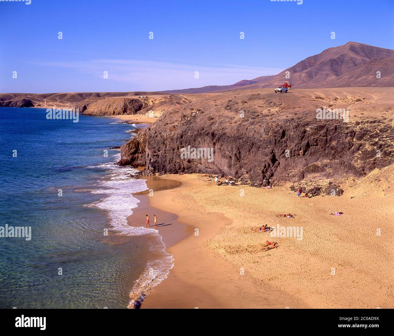 Playa de La Cera, Papagayo, Lanzarote, Kanarische Inseln, Königreich Spanien Stockfoto