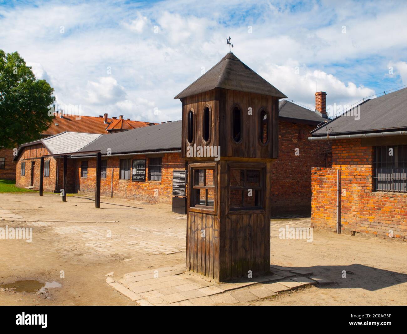 Wachturm im Konzentrationslager Oswiecim, Polen Stockfoto