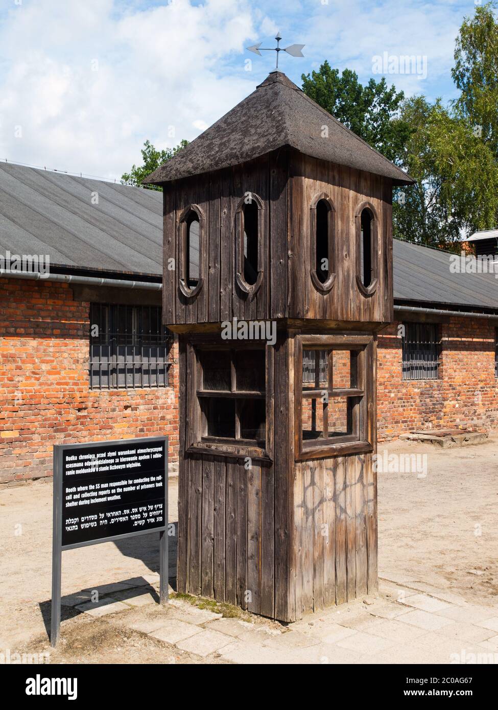 Wachturm im Konzentrationslager Oswiecim, Polen Stockfoto