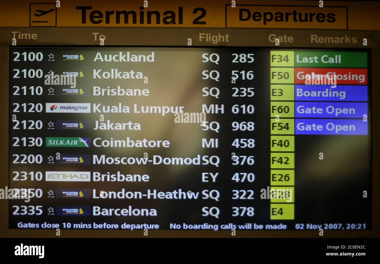 Abfahrt auf einem Bildschirm Stockfoto