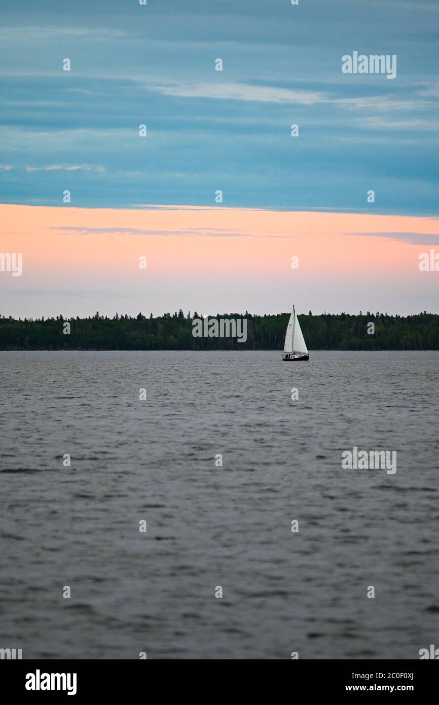 Boot auf dem See Winnipeg Stockfoto