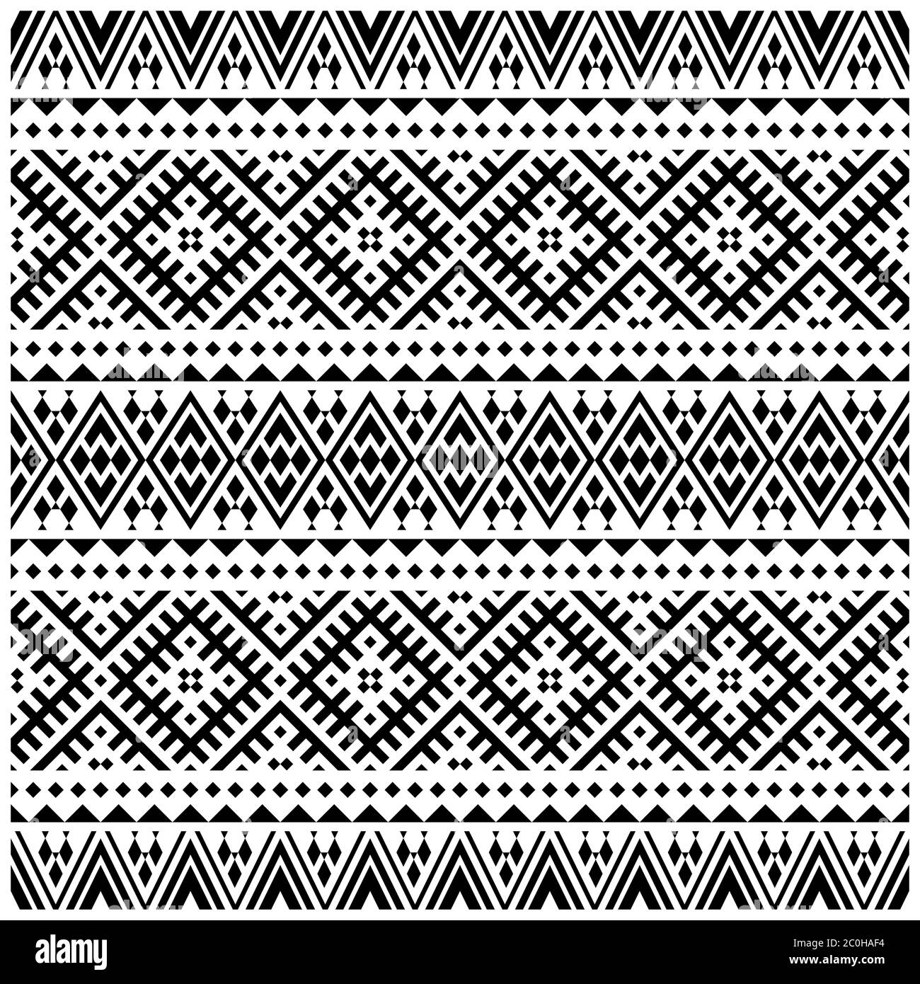 Stoff Ethno nahtlose geometrische Muster, traditionelle Tribal-Motive im Folk-Stil, Textur, Hintergrund Stockfoto