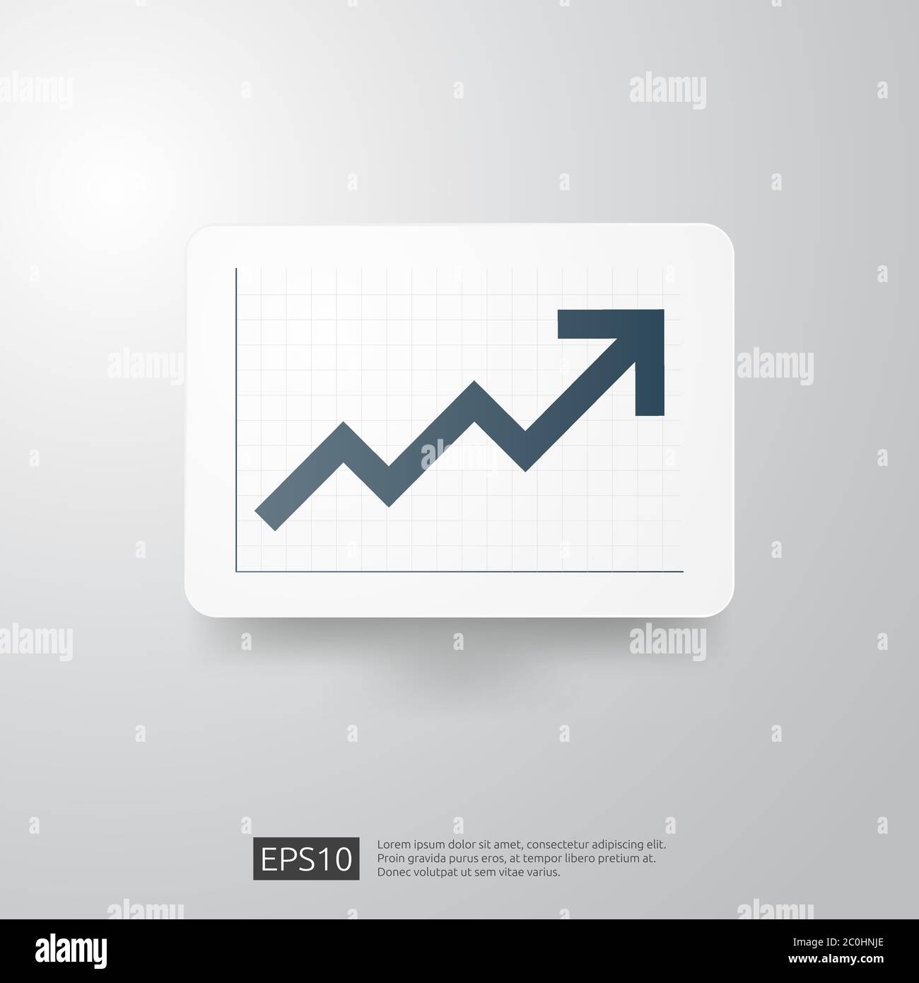 Pfeil Statistik Diagramm für Unternehmensgewinn oder Gehaltswachstum erhöhen. Finanzperformance Diagramm der Rendite ROI-Konzept. Flache Stil Stock Vektor