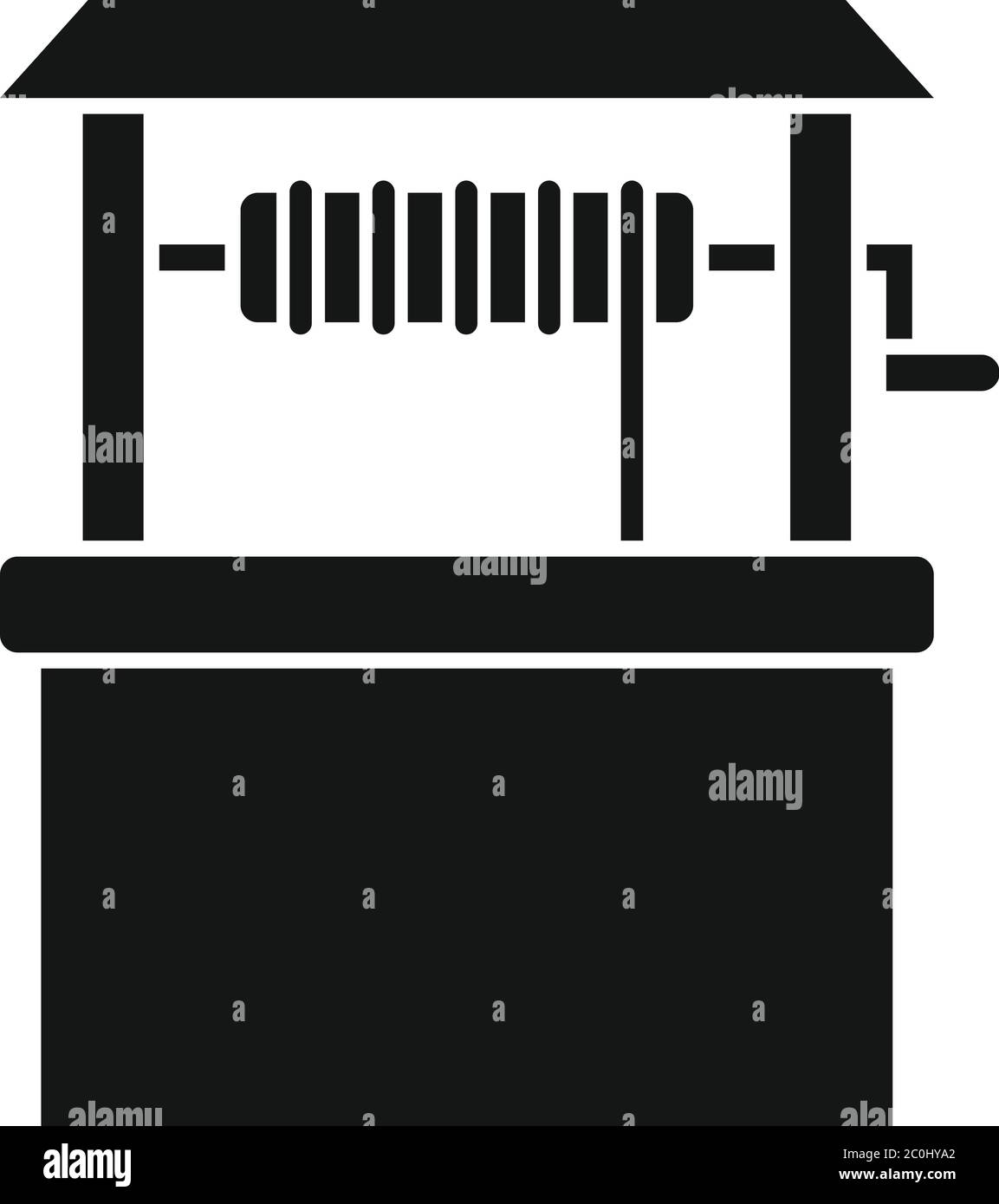 Symbol für den Brunnen „Holzobrunnen“. Einfache Illustration von Holz Wasser Brunnen Vektor-Symbol für Web-Design isoliert auf weißem Hintergrund Stock Vektor