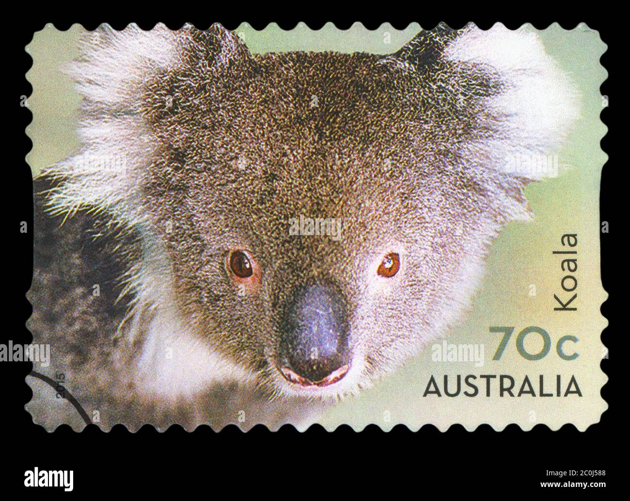 AUSTRALIEN - UM 2015: Eine in AUSTRALIEN gedruckte Briefmarke zeigt den Koala-Bären, International Post Series, um 2015. Stockfoto
