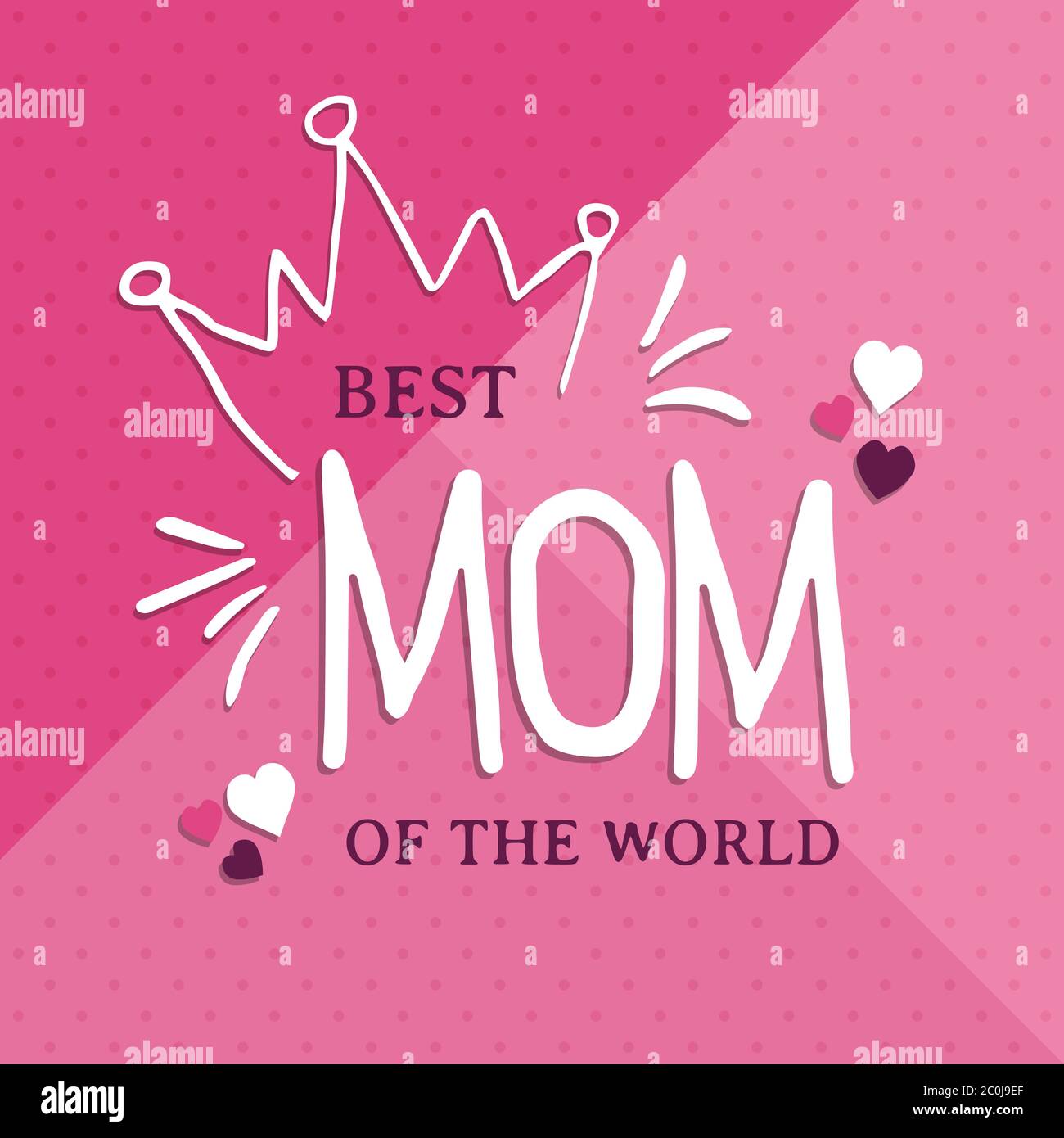 Happy Mother's day Grußkarte von rosa Prinzessin Krone Zitat für die beste Mutter der Welt. Mutter Liebe Nachricht Geschenk Illustration. Stock Vektor