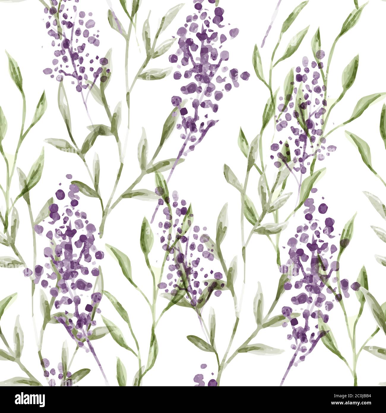 Aquarell Lavendel Blume nahtlose Muster in vintage handgezeichneten Stil. Elegante Blumenhintergrund Illustration. Stock Vektor