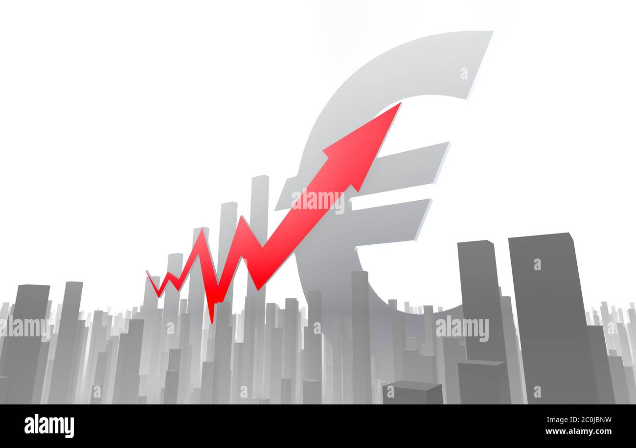 Karriere-Erfolg-Pfeil mit Euro-Symbol Stockfoto