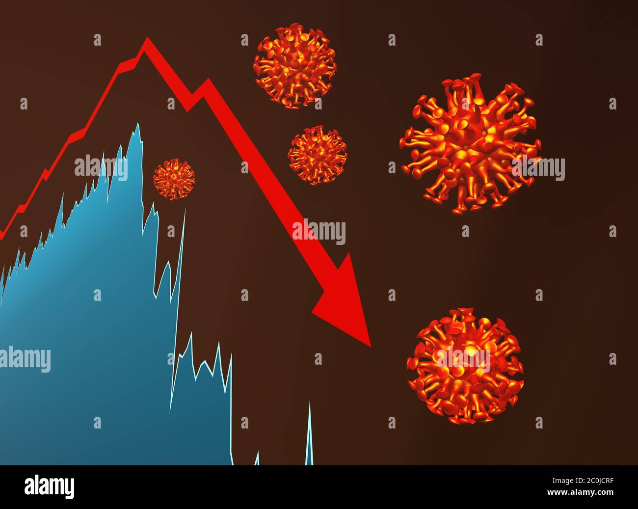 Coronavirus wirkt sich auf wirtschaftlichen Abschwung, Konkurs Stockfoto