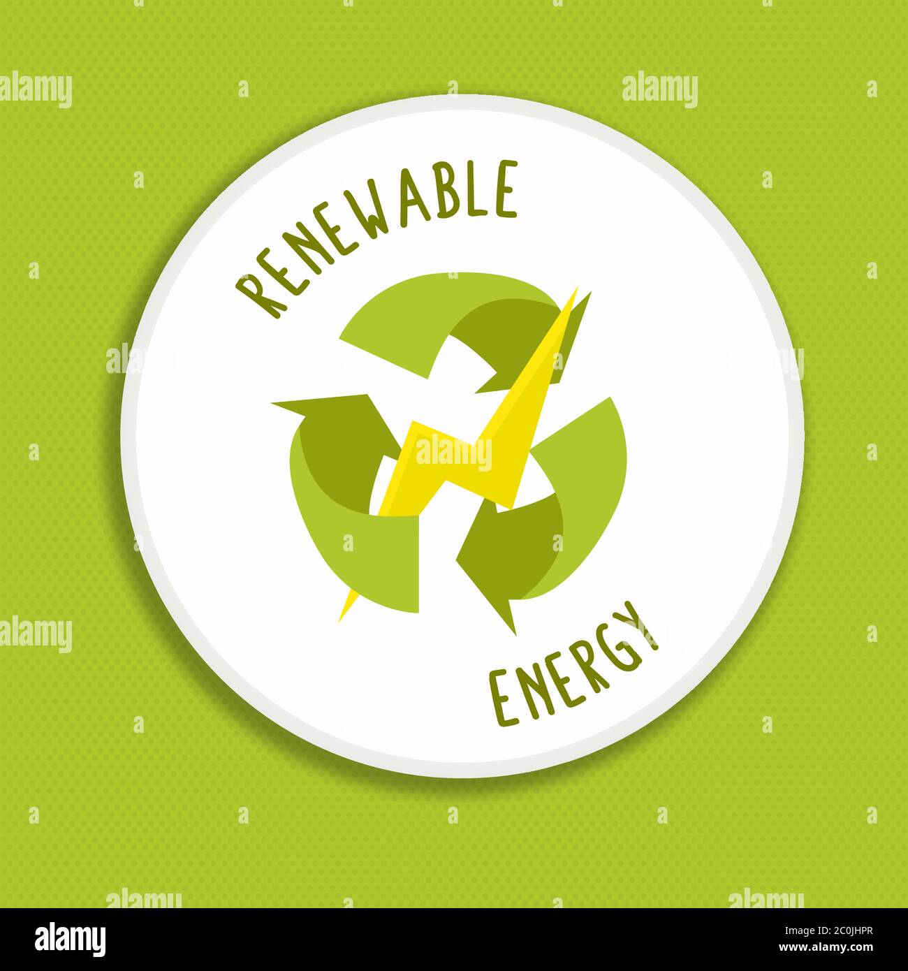 Label für erneuerbare Energien für umweltfreundliche Stromtechnik. Symbol für grünen Wind oder Sonnenenergie. Stock Vektor