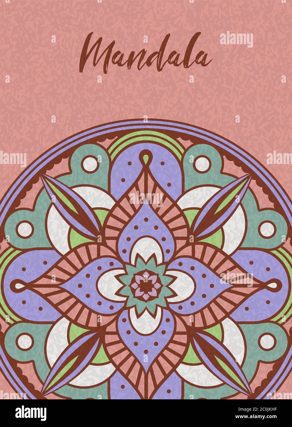 Mandala Illustration mit traditionellen indischen Blumen Kunst Design. Buntes Vintage Blumendekor Konzept. Stock Vektor