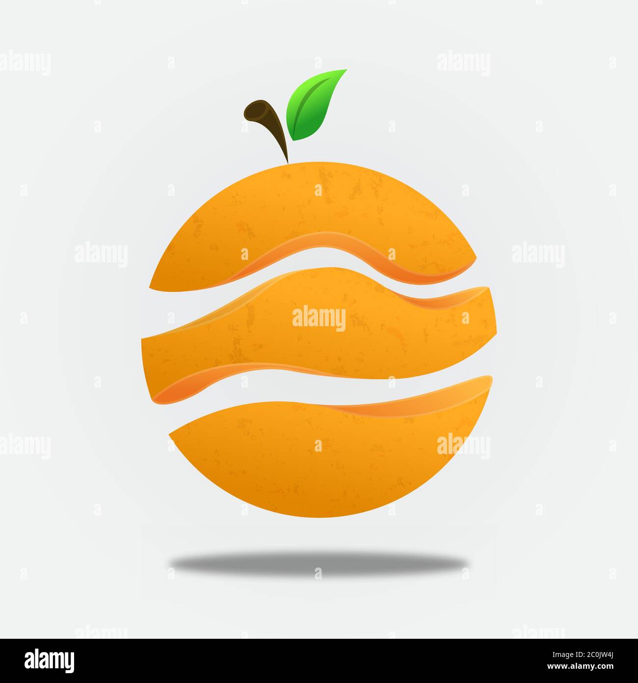 Bunte orange Früchte auf isoliertem weißem Hintergrund geschnitten. Frische natürliche Lebensmittel Illustration für gesunde vegetarische Ernährung oder Bio-Produkt-Konzept. Stock Vektor