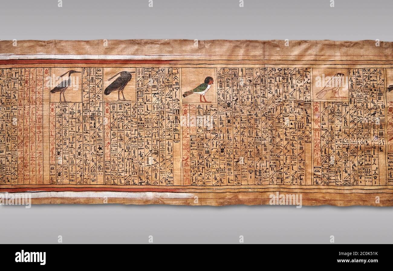 Altägyptische Buch der Toten Papyrus - aus Grab von Kha, Theban Grab 8 , Mitte 18. Dynastie (1550 bis 1292 v. Chr.), Turin Ägyptische Museum. Graue Rückseite Stockfoto