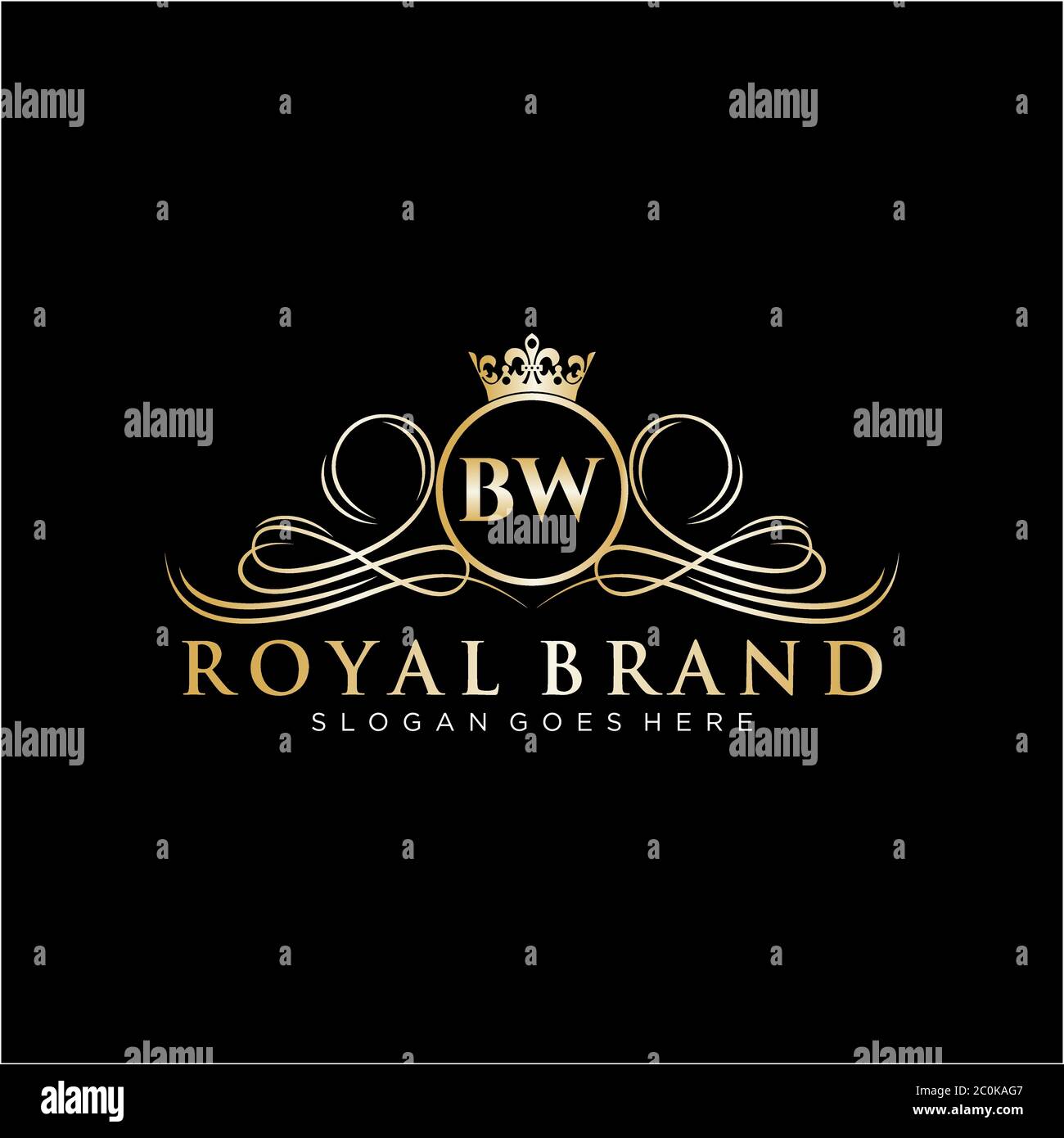 BW-Buchstabe Initial Luxurious Brand Logo Vorlage. Stock Vektor