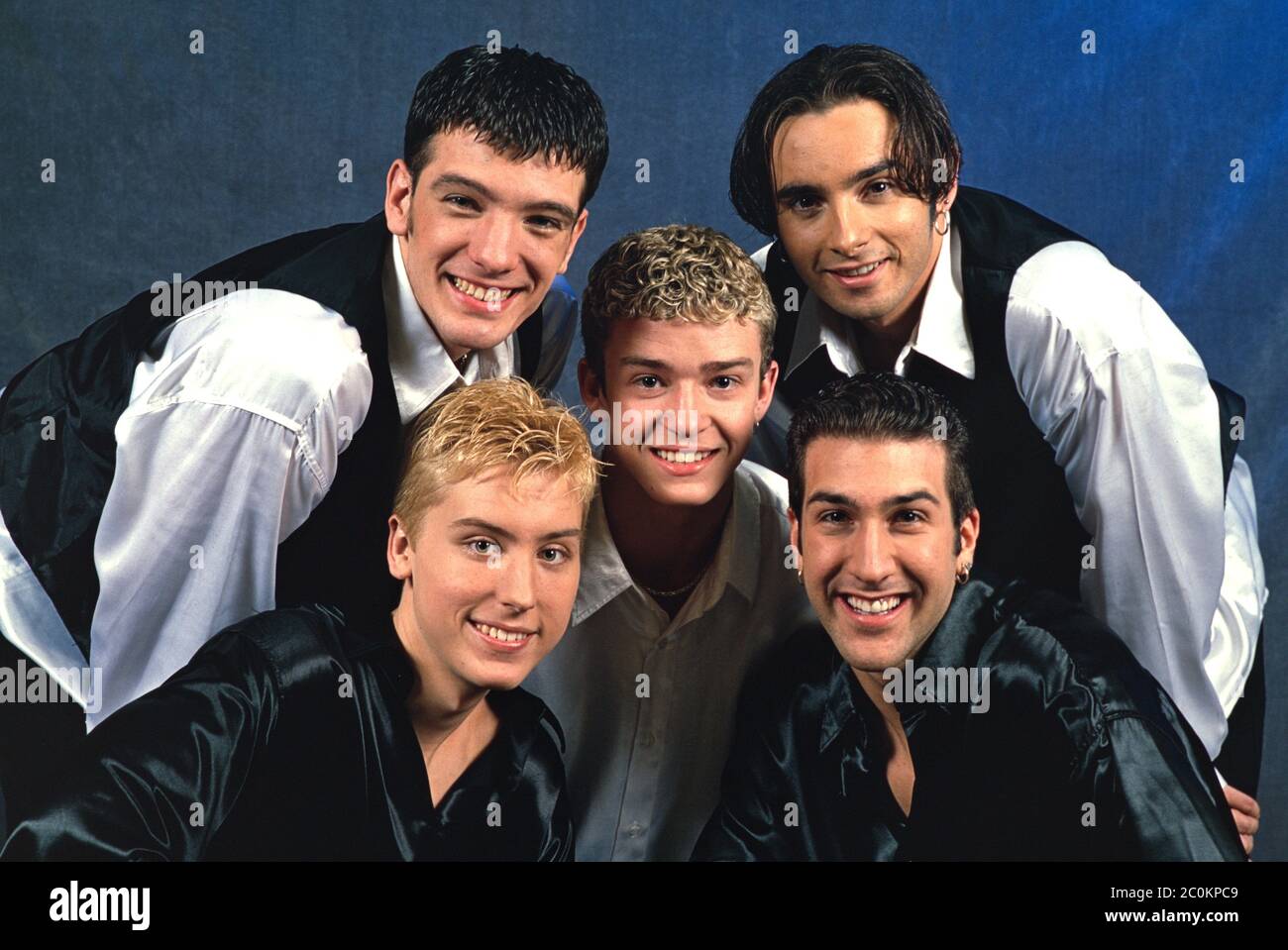 EXKLUSIV - 02.02.1997, die US-Boy-Gruppe NSYNC Backstage bei der RSH Gold Dance Chart Party in der Ostseehalle in Kiel. Neben Joshua Scott JC Chasez, Lance Bass, Joey Fatone, Chris Kirkpatrick ist Justin Timberlake das mit Abstand bekannteste Mitglied der Gruppe. Weltweit eingesetzt Stockfoto